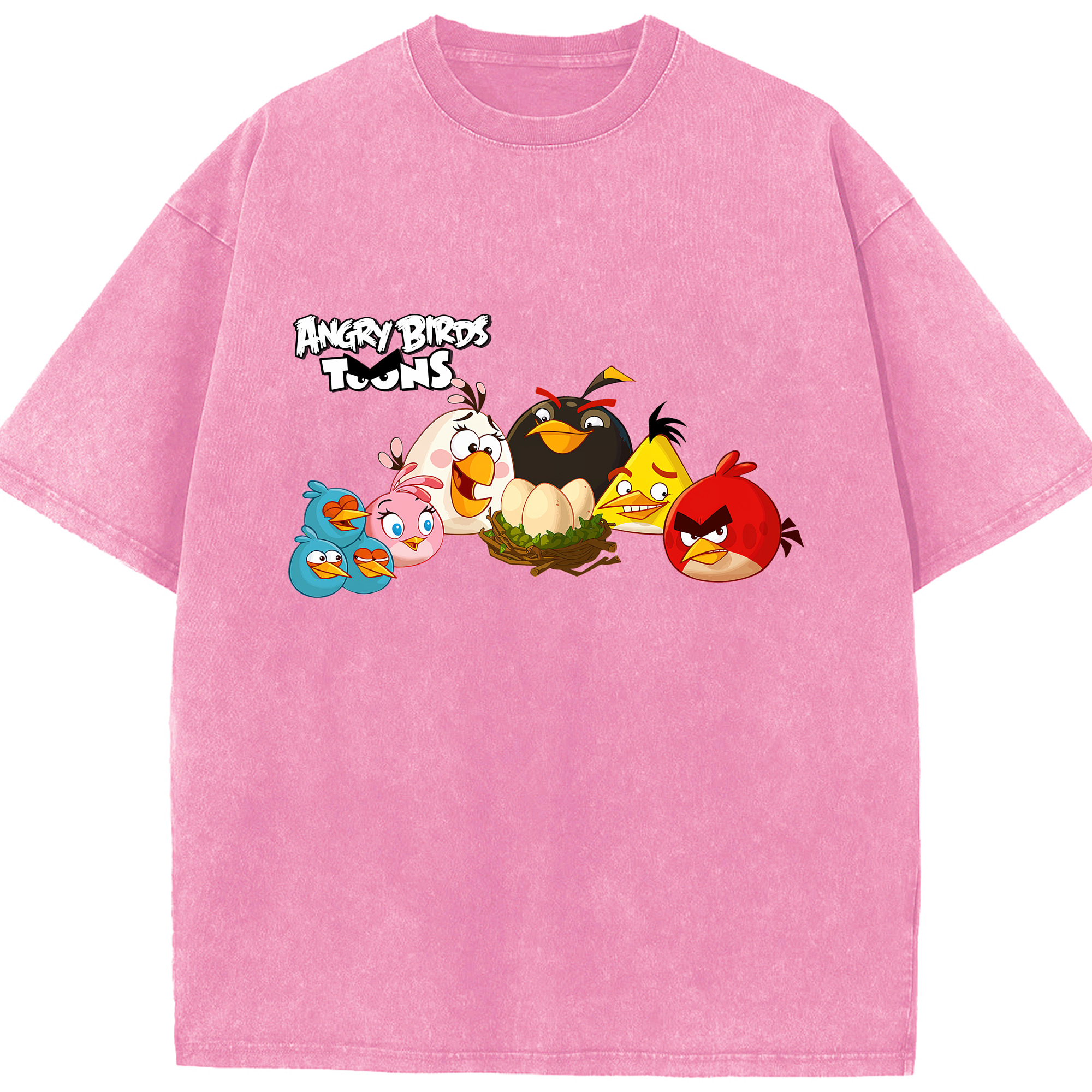 （画像用） Angry Birds アングリーバード 綿100% ヴィンテージ風 半袖Tシャツ（フロントプリント）
